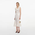 Cream Lace Flower Midi Dress