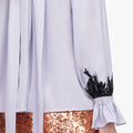 Lilac Viscose Contrast Lace Blouse