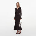 Brown Fringe Knit Midi Dress