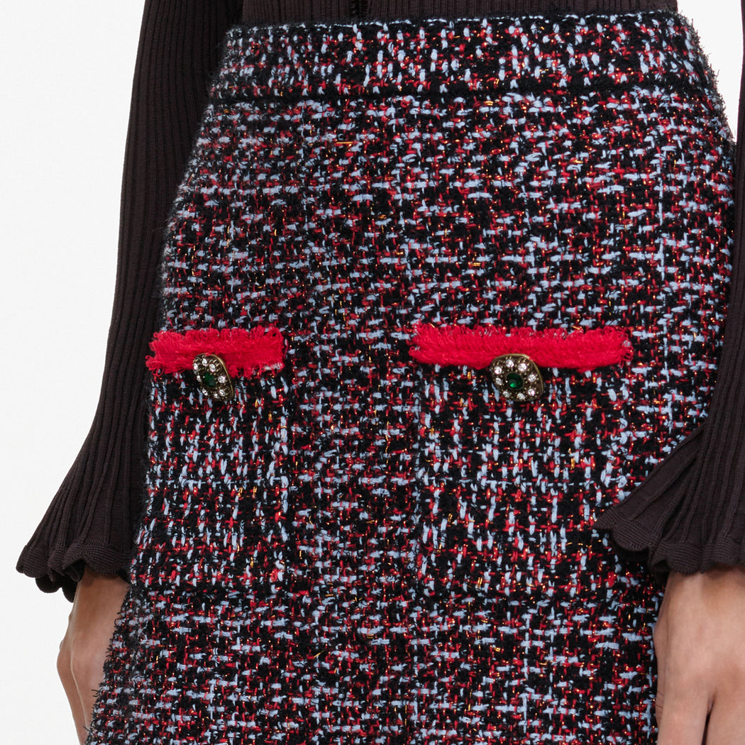 A close up of the fabric for the Multi Textured Knit Midi Skirt