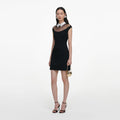 Black Crepe Contrast Collar Mini Dress