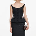 Black Structured Bardot Maxi Dress