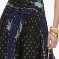 Navy Metallic Chiffon Midi Dress