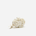 Cream Satin Floral Oval Clutch Bag