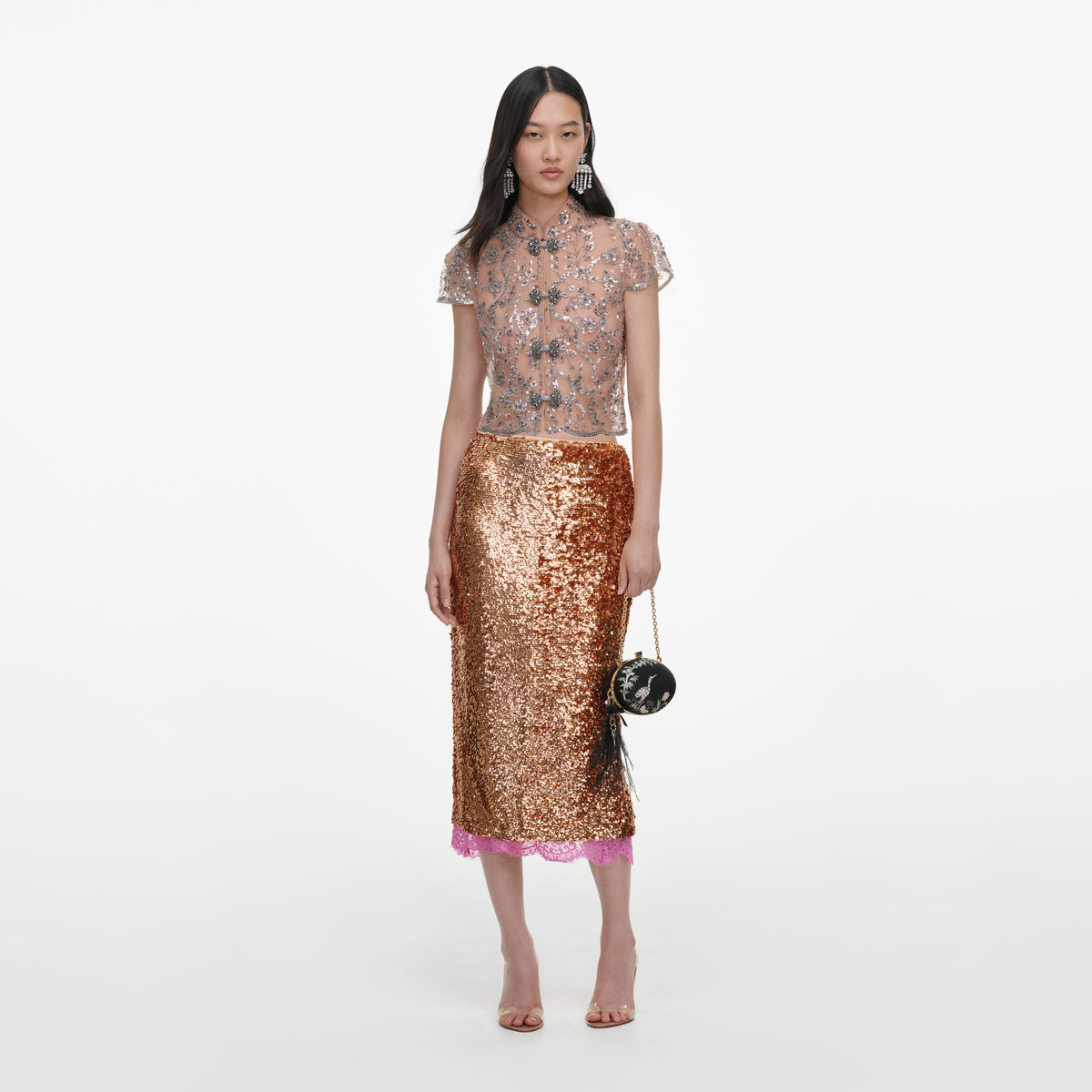 Silver Sequin Embellished Top