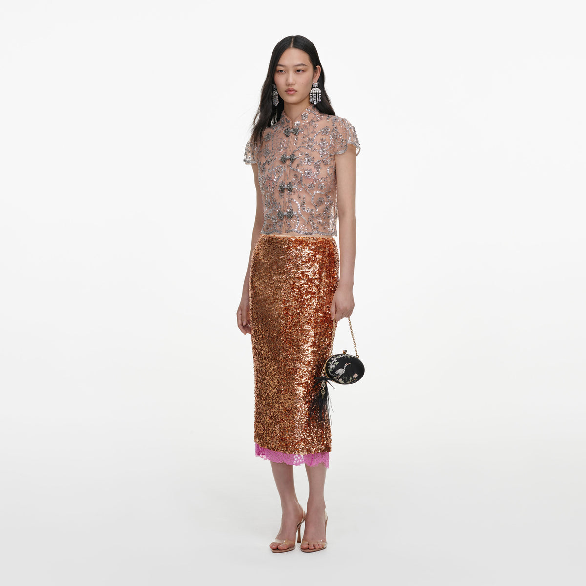 Silver Sequin Embellished Top