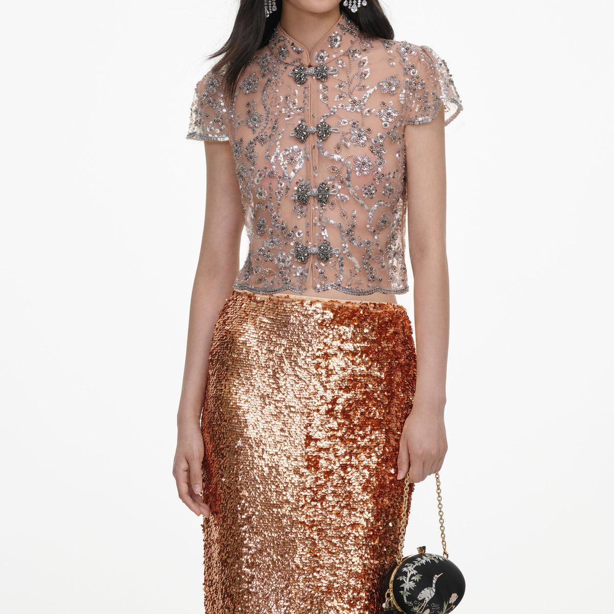 Silver Sequin Embellished Top
