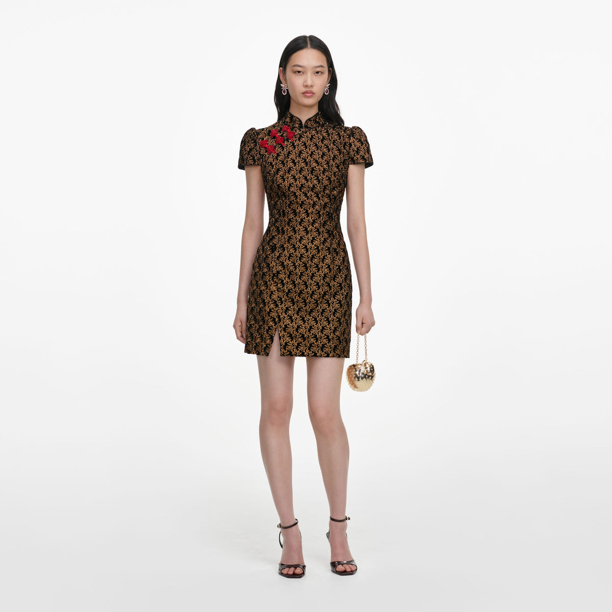 Black Velvet Flower Mini Dress