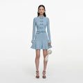 Blue Metallic Knit Mini Dress