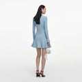 Blue Metallic Knit Mini Dress