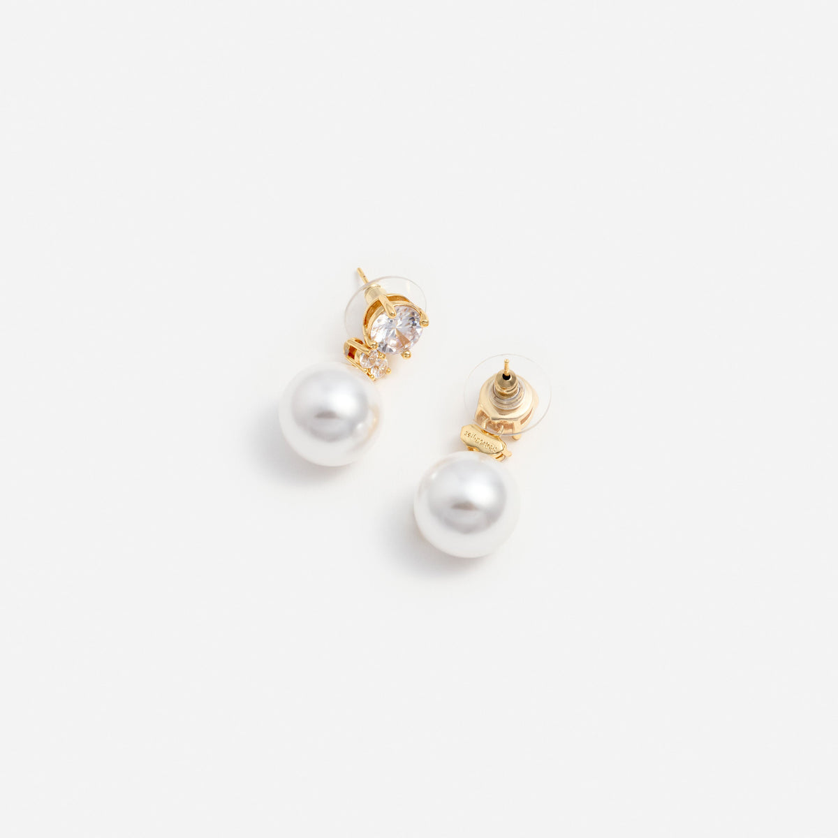 Gold Crystal Pearl Drop Earrings