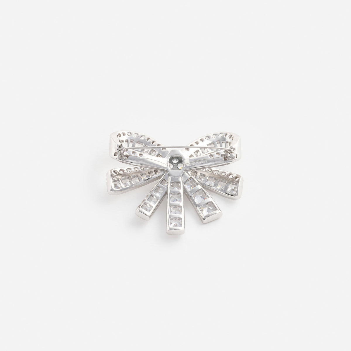 Silver Crystal Bow Brooch