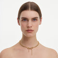 Gold Textured Bow Necklace