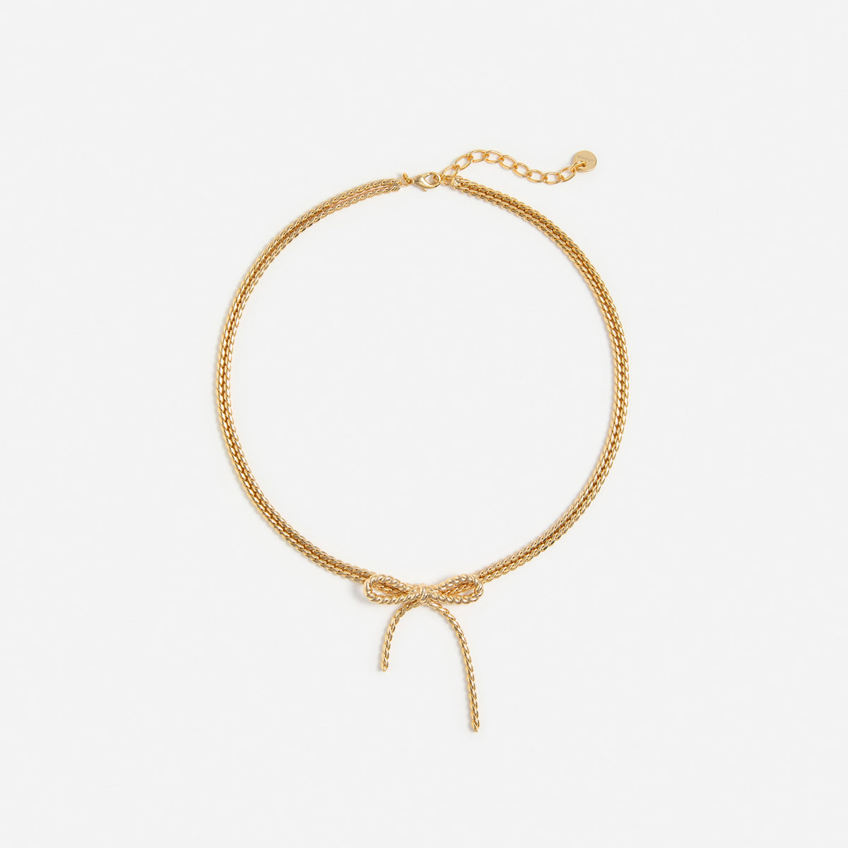 Gold Textured Bow Necklace