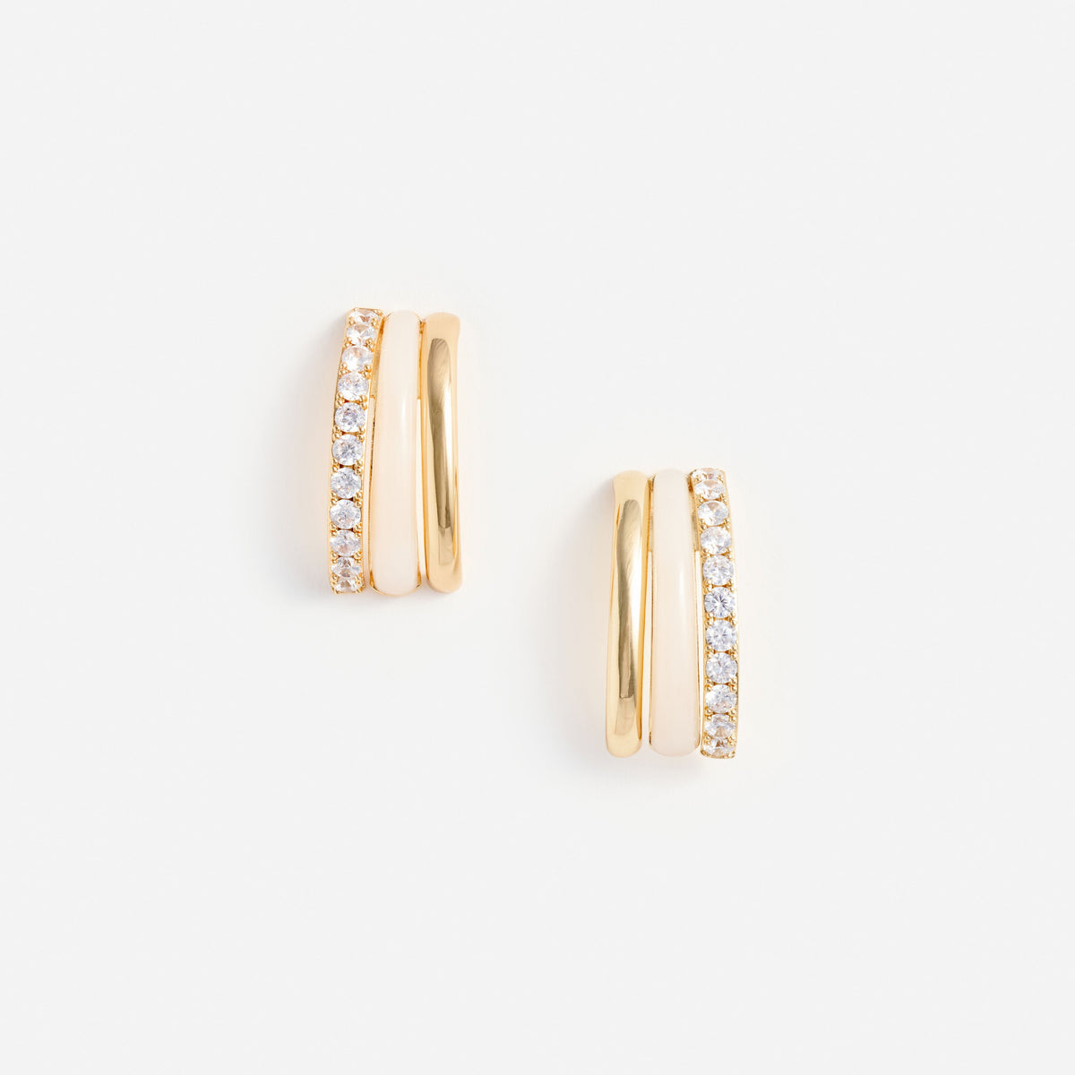 Gold Crystal Double Hoop Earrings