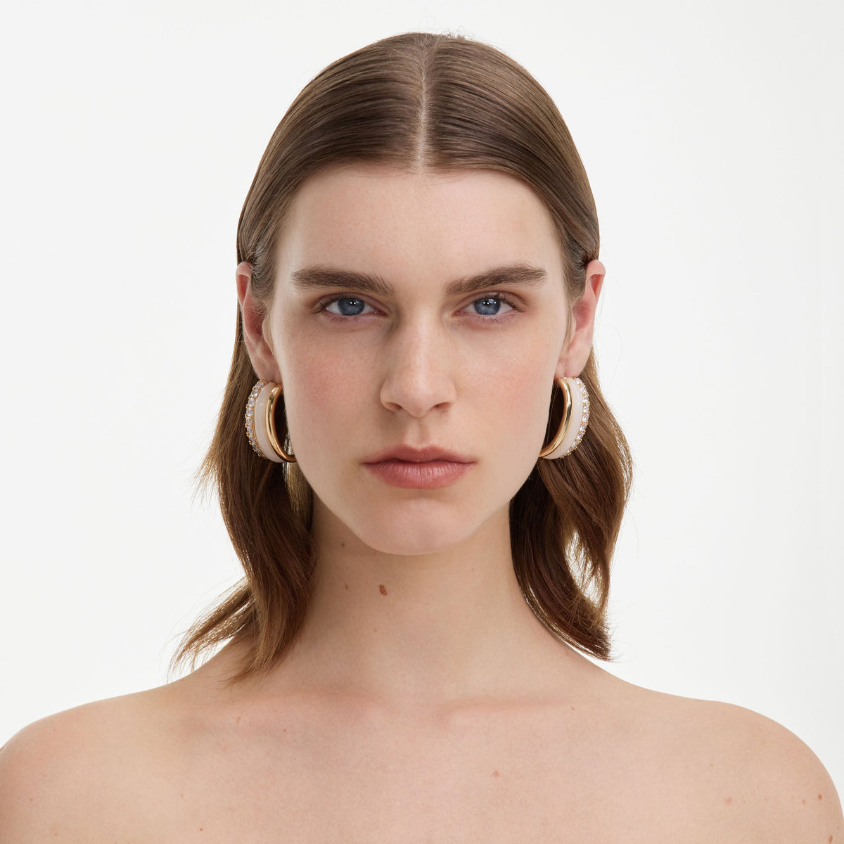 Gold Crystal Double Hoop Earrings