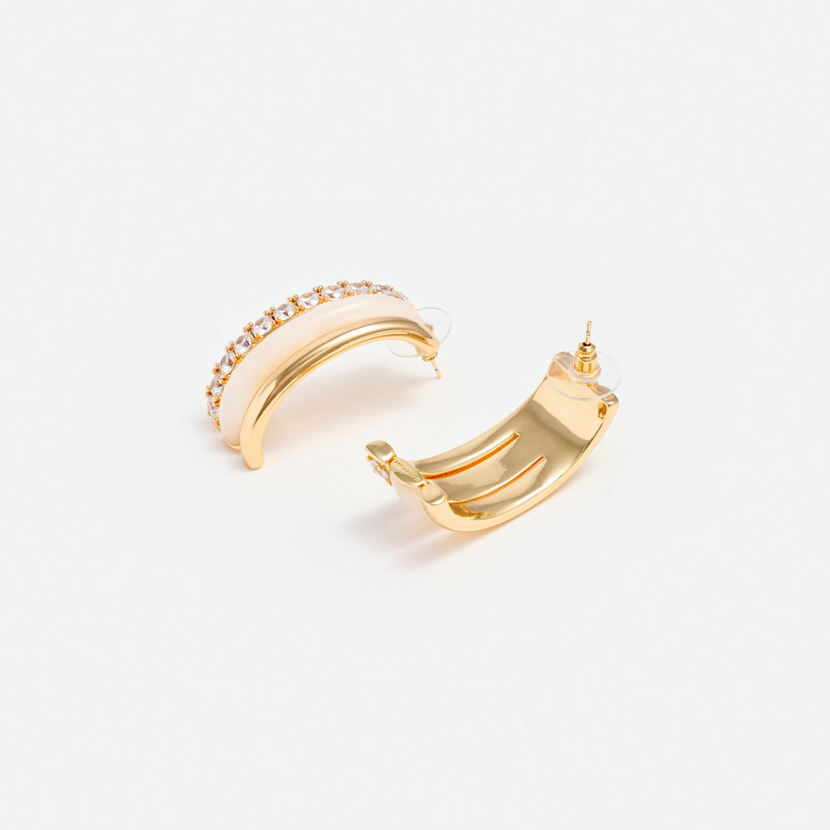 Gold Crystal Double Hoop Earrings