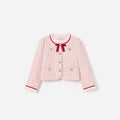 Pink Textured  Boucle Frill Collar  Jacket