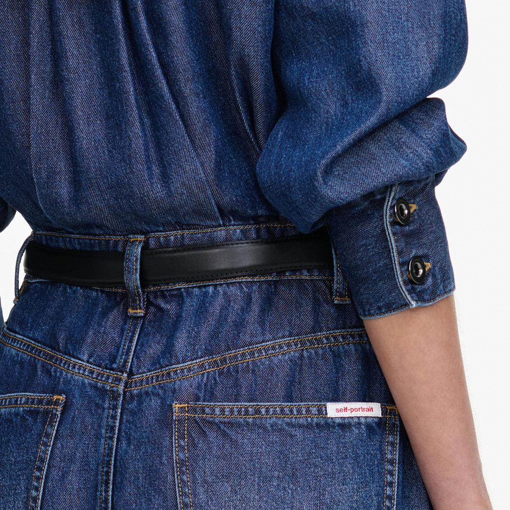 A close up of the fabric for the Lightweight Denim Mini Dress