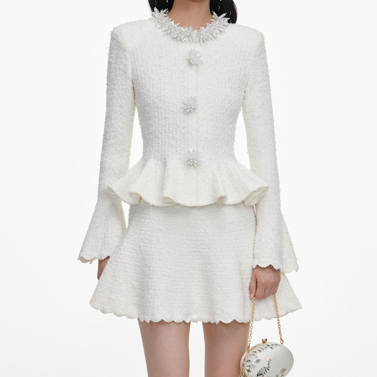 White Textured Knit Mini Dress