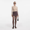 Champagne Rhinestone Gathered Top