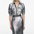 Silver Metallic Crinkle Maxi Dress