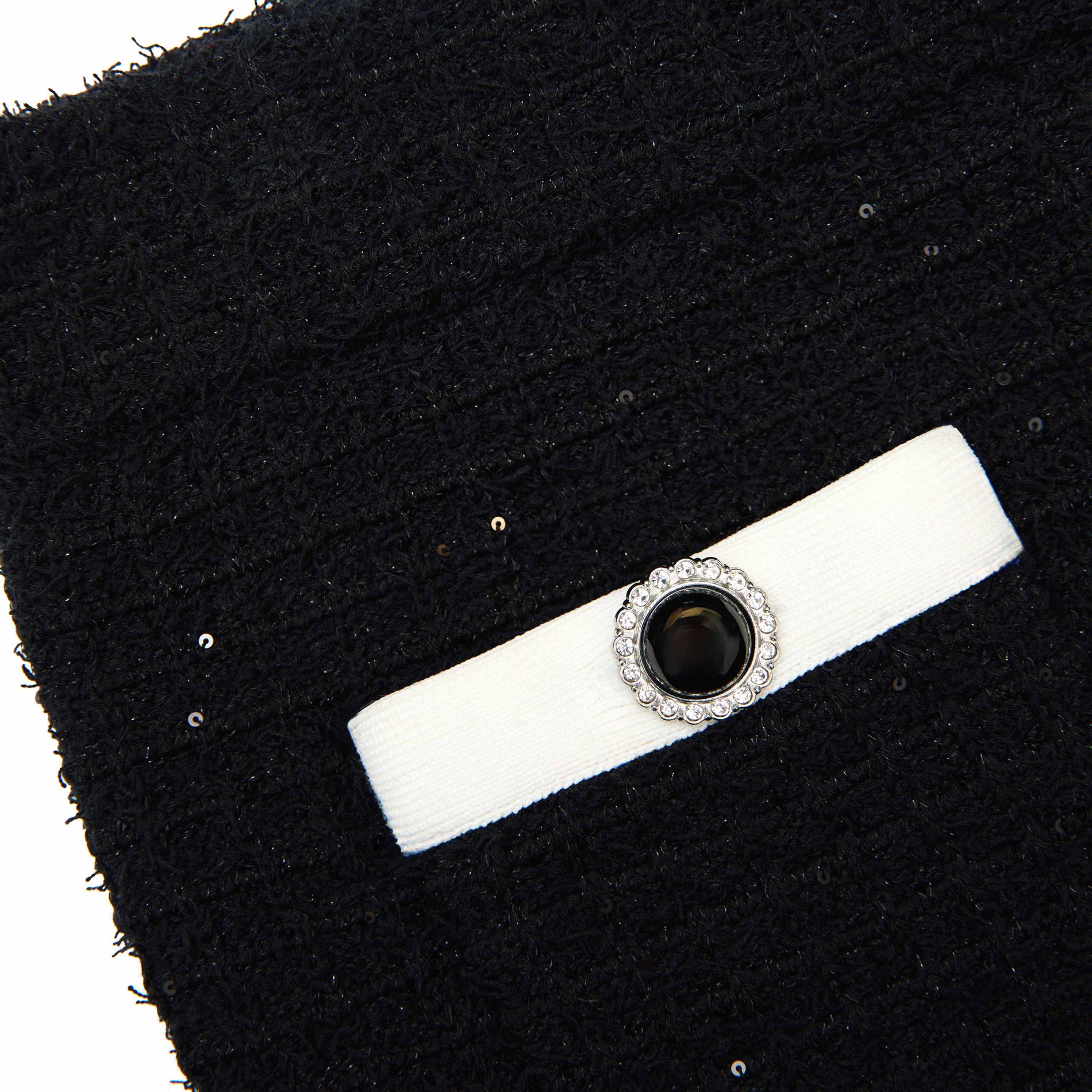 A close up of the fabric for the Black Textured Knit Midi Skirt