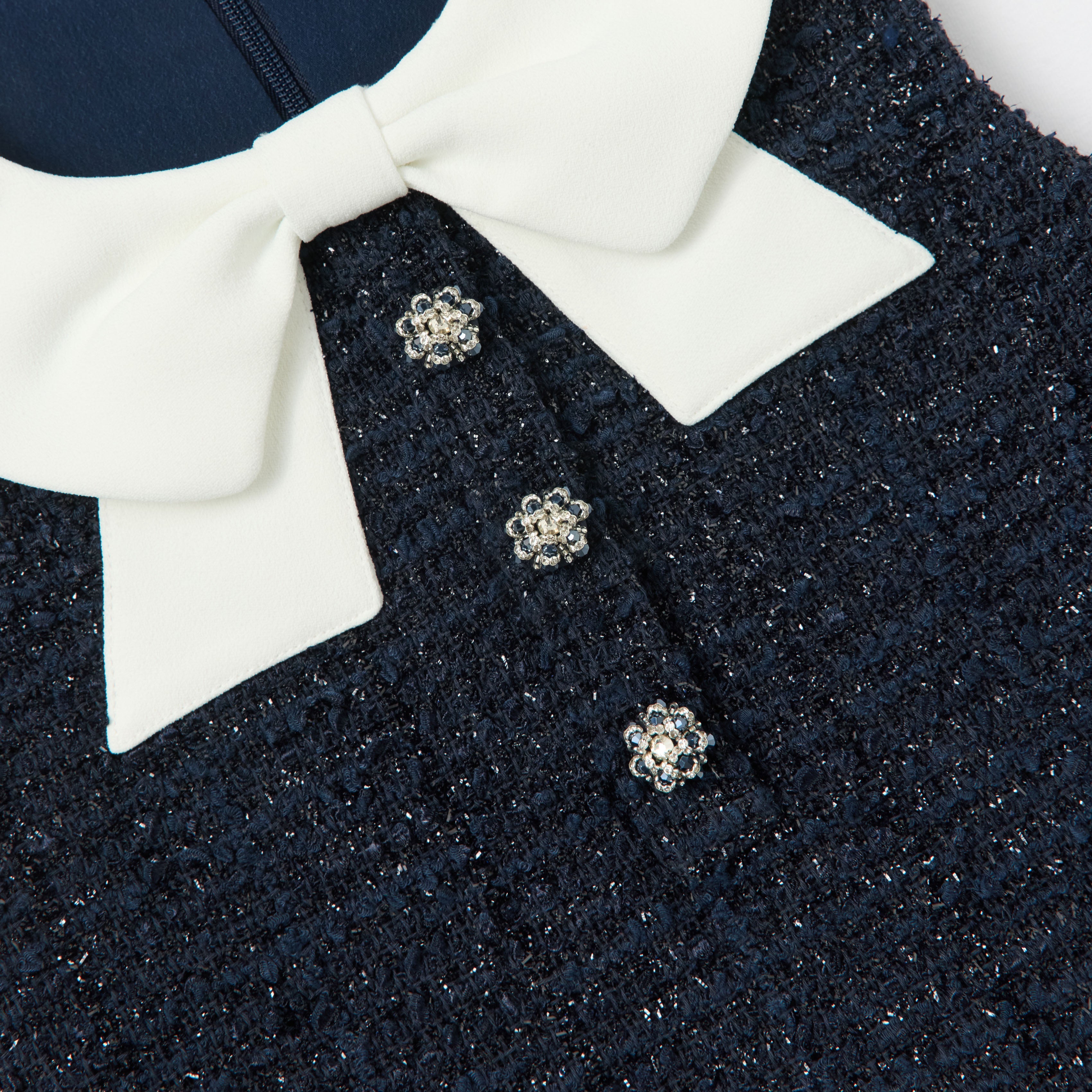 Navy Boucle Sleeveless Dress