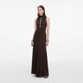 Brown Lurex Knit Maxi Dress