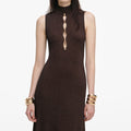 Brown Lurex Knit Maxi Dress