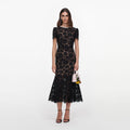 Black Sequin Lace Midi Dress