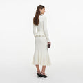 Cream Lurex Rib Knit Midi Dress