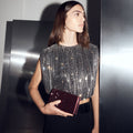 Burgundy Chainmail Clutch Bag