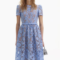 Blue Lily Lace Midi Dress