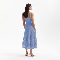 Blue Lace Midi Sweetheart Dress