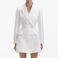 White Taffeta Tailored Mini Dress