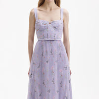 Lilac Floral Chiffon Midi Dress