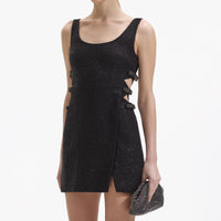 Black Boucle Bow Mini Dress