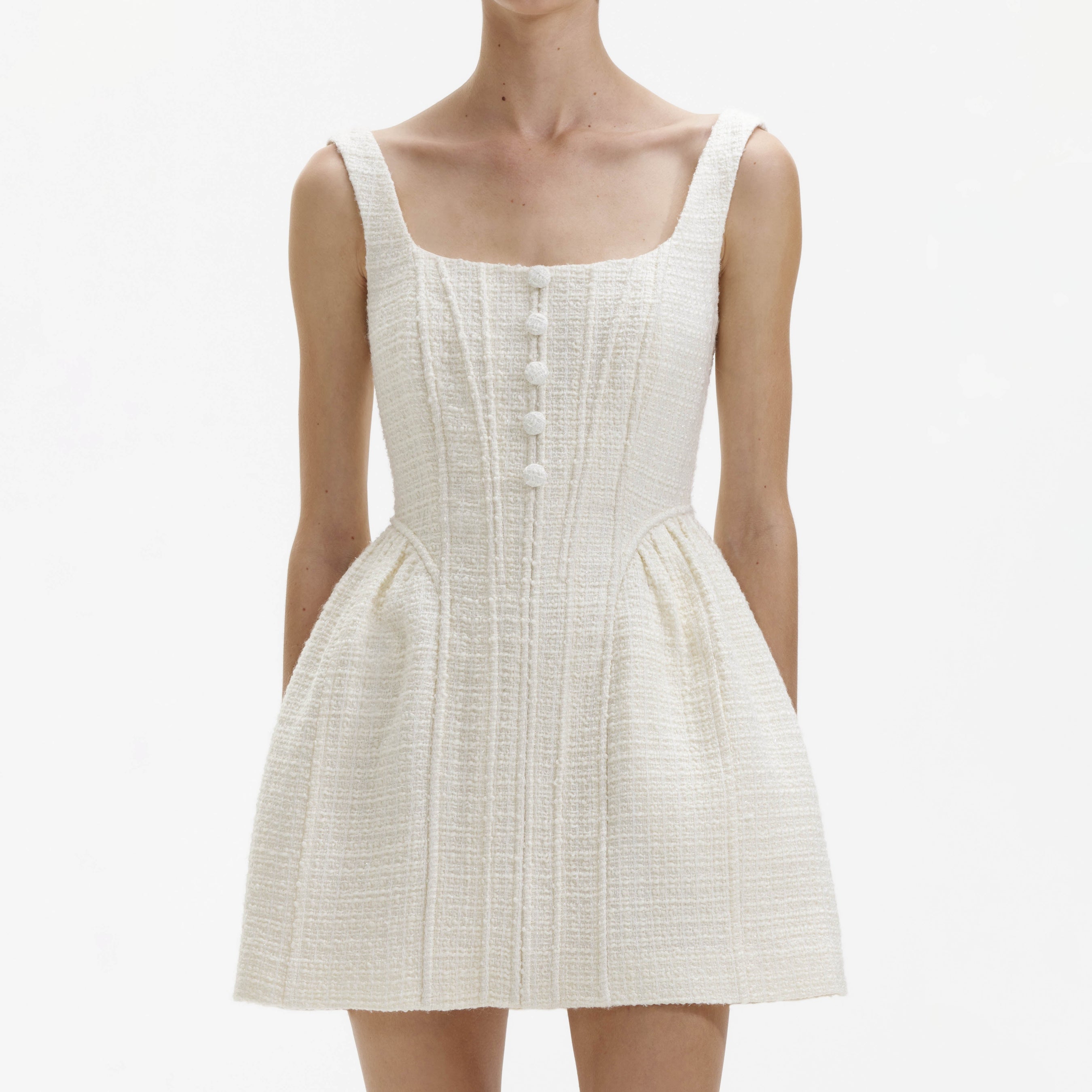 Cream Boucle Mini Dress