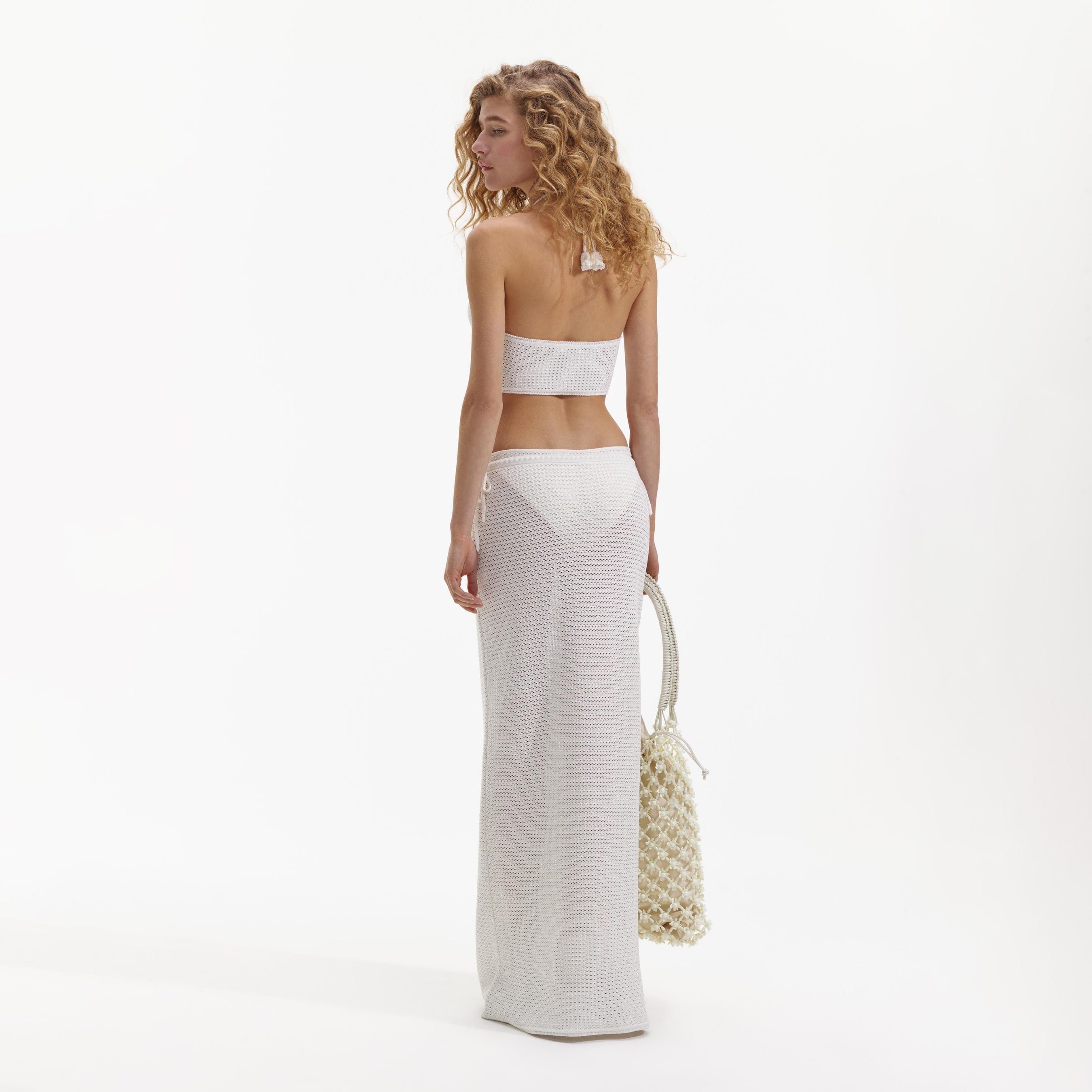 White Crochet Maxi Skirt