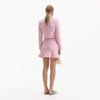 Pink Check Knit Cardigan