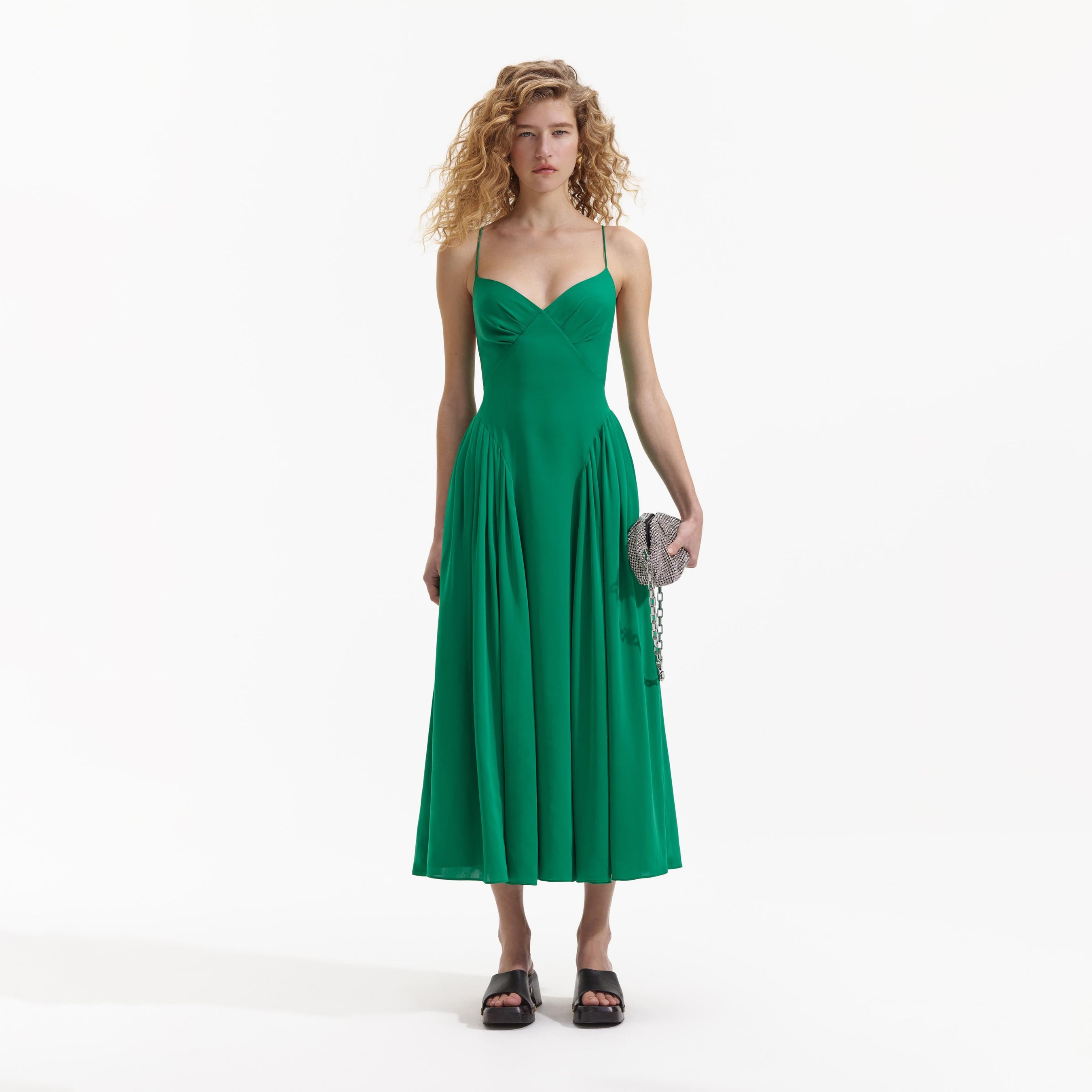 Green Strappy Midi Dress