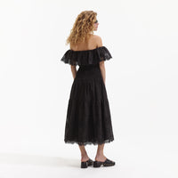 Black Cotton Midi Dress