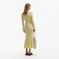 Yellow Ribbed Viscose Knit Skirt