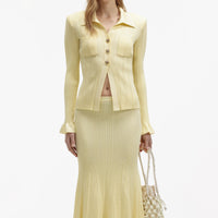 Yellow Ribbed Viscose Knit Skirt