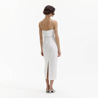 White Bonded Crepe Midi Dress