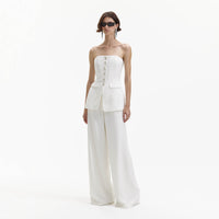 White Bandeau Crepe Jumpsuit