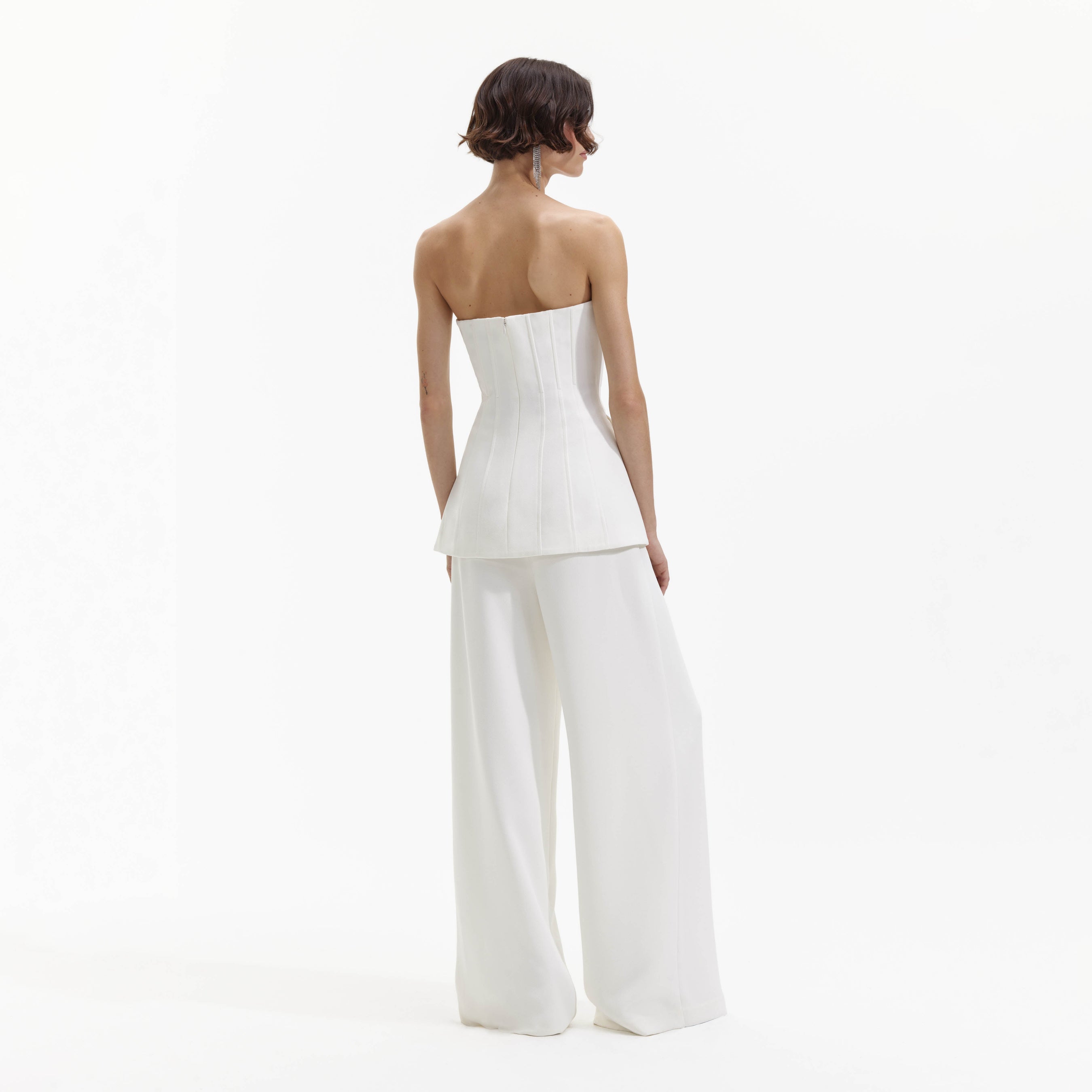 White Bandeau Crepe Jumpsuit