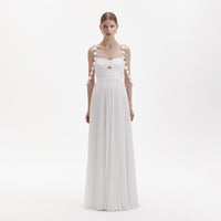 White Chiffon Flower Maxi Dress