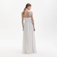 White Chiffon Flower Maxi Dress